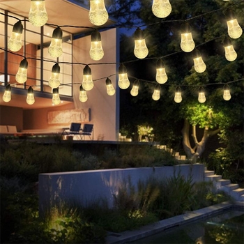 HY-64 30 LED krištáľové guličkové svetlo G40 pre vonkajšie použitie, vodotesné, solárne, do dvora, 5V, 0.6W