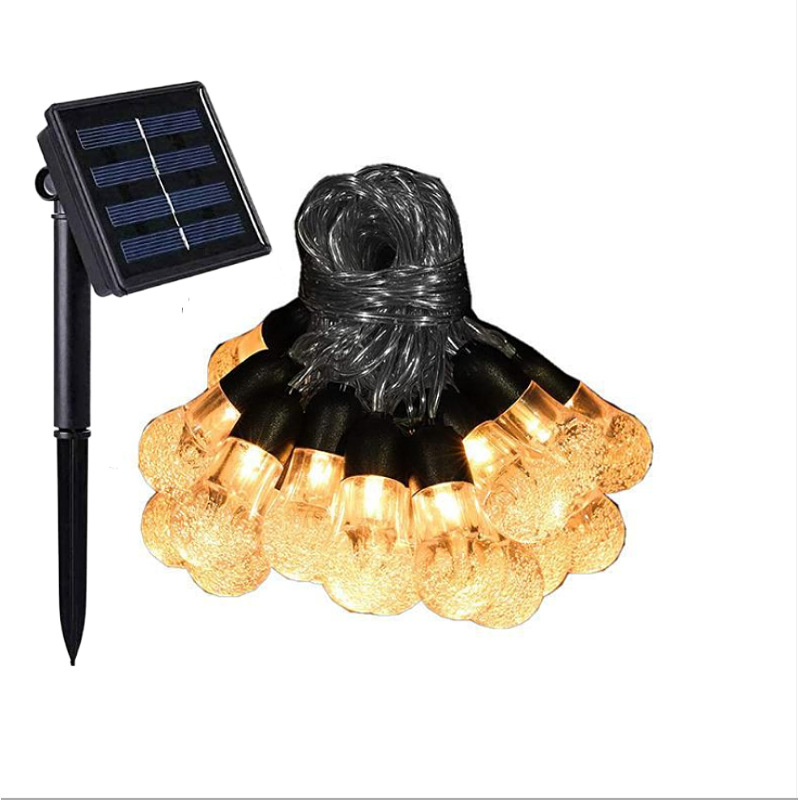 HY-64 30 LED krištáľové guličkové svetlo G40 pre vonkajšie použitie, vodotesné, solárne, do dvora, 5V, 0.6W