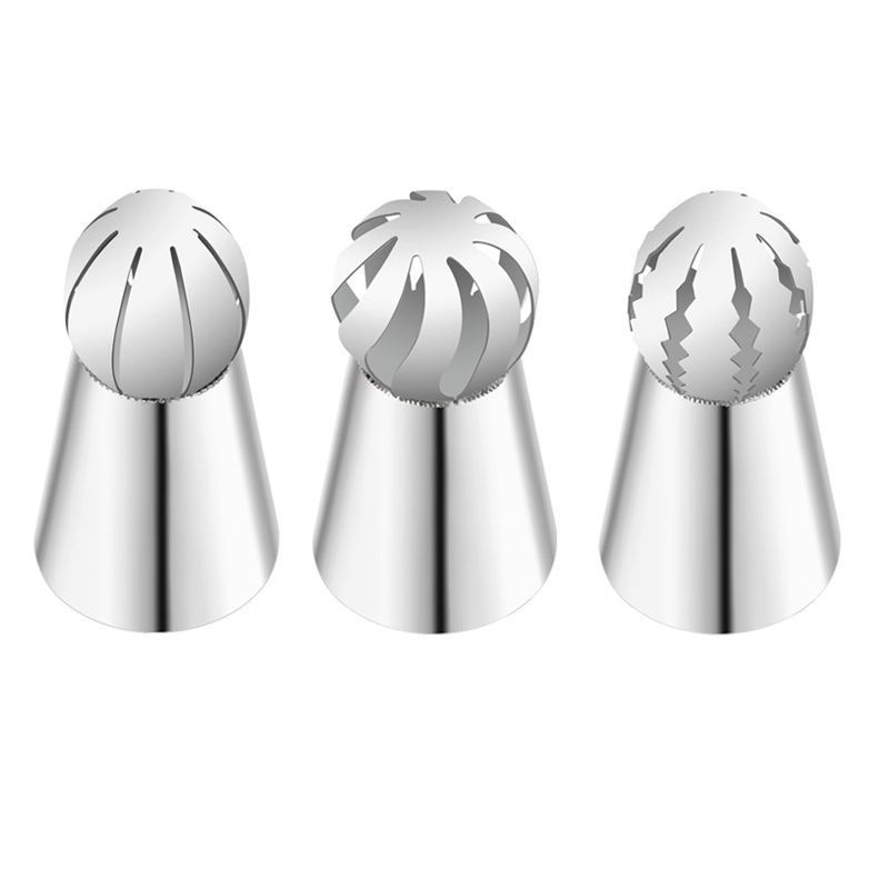 Nerūsējošā tērauda uzgaļu komplekts dekorēšanai, krēmu špricēšanai un cepšanai, iepakots OPP maisā, mūsdienīgs minimālisks stils.