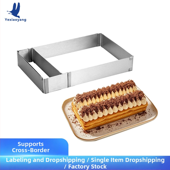 Nerezová oceľová obdĺžniková forma na koláče s mousse kruhom a fondánovou formou