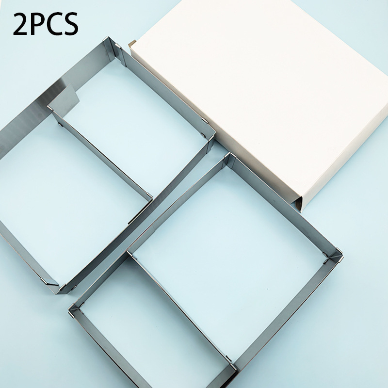 Nerezová oceľová obdĺžniková forma na koláče s mousse kruhom a fondánovou formou