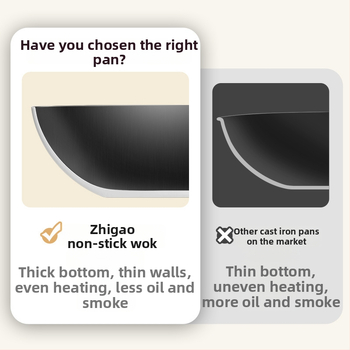 Litínový wok s nitridovaným plochým dnom a viacvrstvovým dnom, veko z nehrdzavejúcej ocele so sklom, bez povlaku