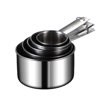 Sada meracích šálok a lyžíc na pečenie, 5 dielov, z nehrdzavejúcej ocele 430, s označeniami merania, v krabičke