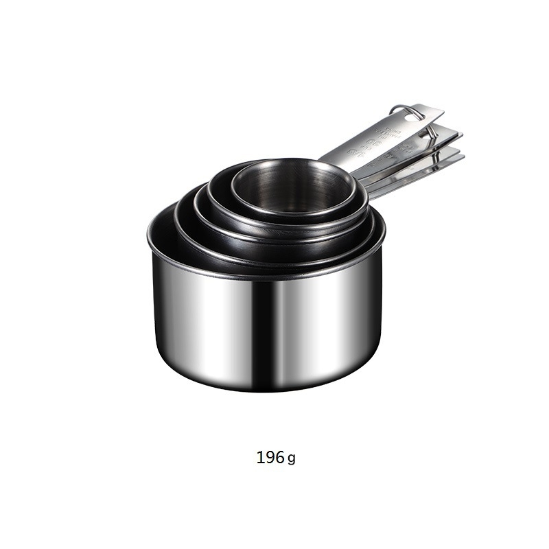 Sada meracích šálok a lyžíc na pečenie, 5 dielov, z nehrdzavejúcej ocele 430, s označeniami merania, v krabičke