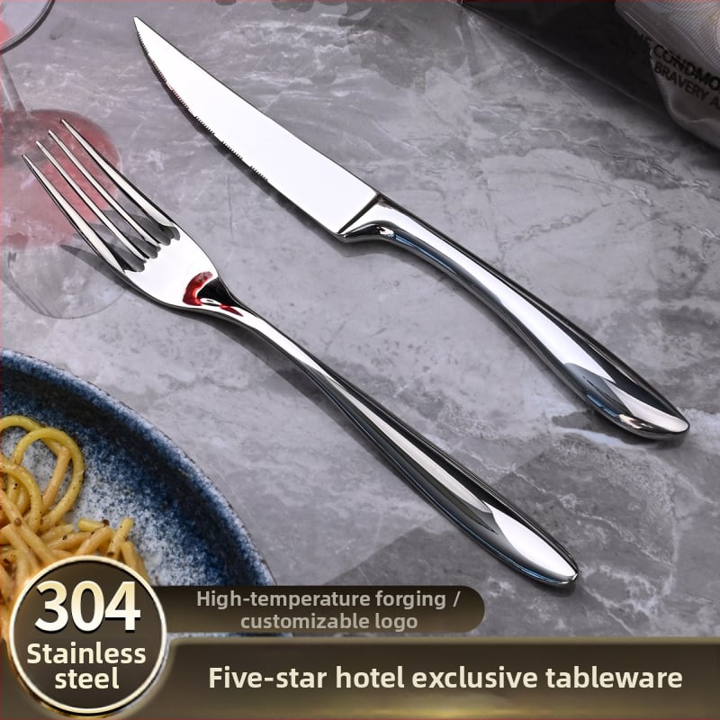 Set jedálneho príbora z nerezovej ocele 304 – nôž a vidlica na večeru, zrkadlové leštenie, minimalistický štýl, ručne vyrobené
