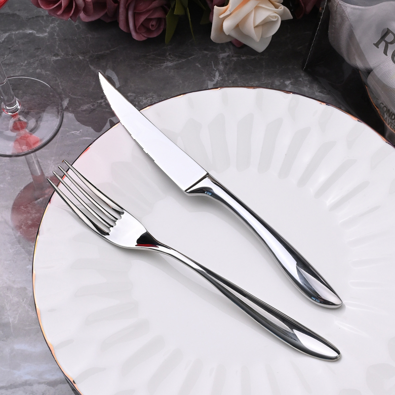 Set jedálneho príbora z nerezovej ocele 304 – nôž a vidlica na večeru, zrkadlové leštenie, minimalistický štýl, ručne vyrobené