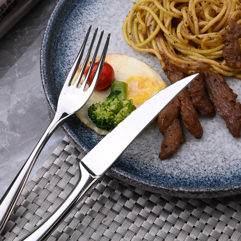 Set jedálneho príbora z nerezovej ocele 304 – nôž a vidlica na večeru, zrkadlové leštenie, minimalistický štýl, ručne vyrobené