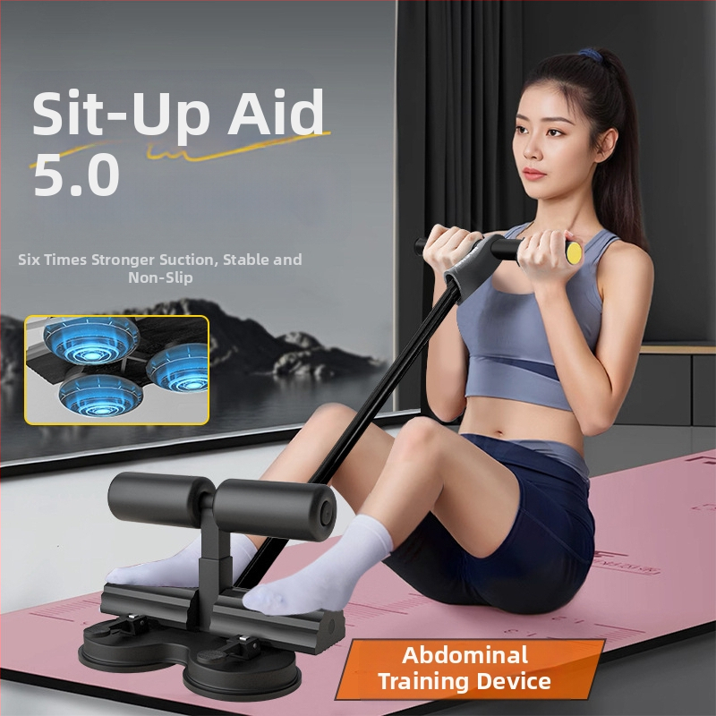 Sit-up palīgs ar trim vakuuma kausiem, paralēlām stangām, vilces auklu un telefona turētāju — modelis 20250416, svars 1500 g