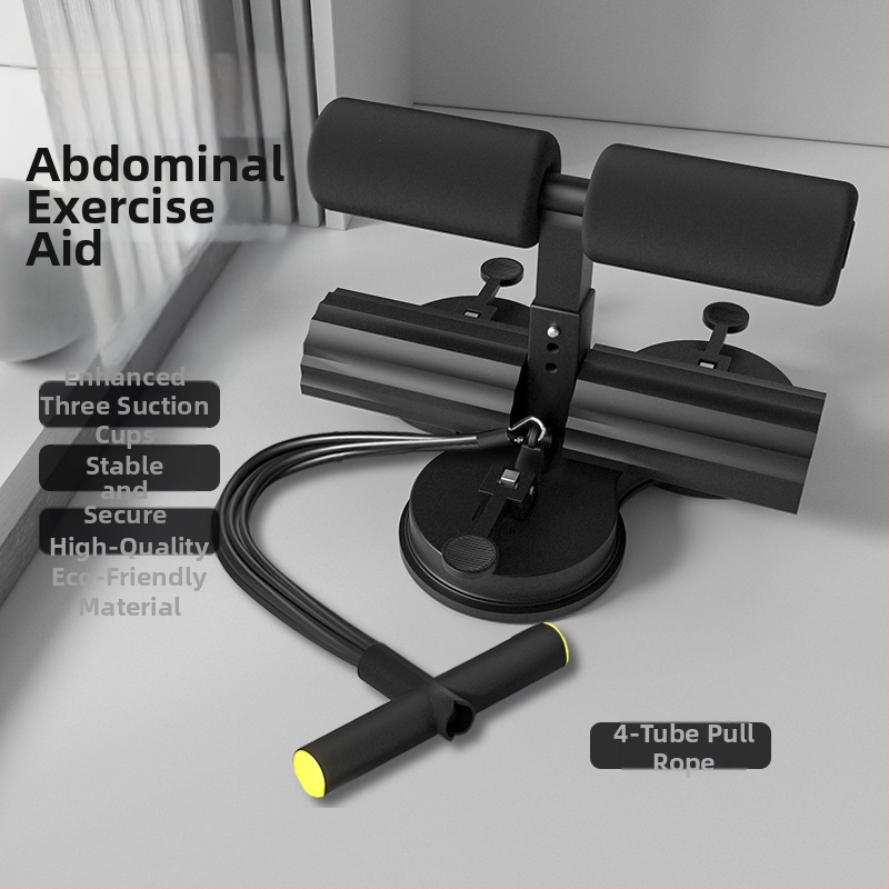 Sit-up pagalbinė įranga su trimis siurbimo taurėmis, lygiagrečiomis strėlėmis, įtempimo virve ir telefono laikikliu — modelis 20250416, svoris 1500 g