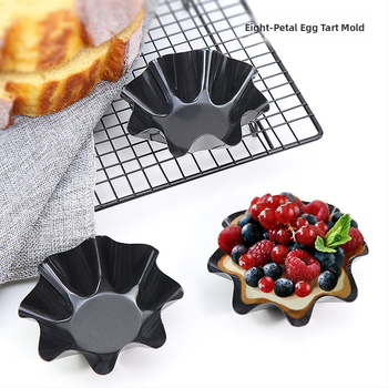 Forma na pečenie s tvarom kvetu z karbónovej ocele s protiprilepením, vhodná na vajíčkové tartové koláčiky, koláče, tortilly a ovocné koláče