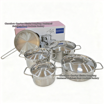 9-dielna sada riadu z nehrdzavejúcej ocele 201, s viacvrstvovým dnom, nepriľnavým povlakom, vhodná pre indukciu