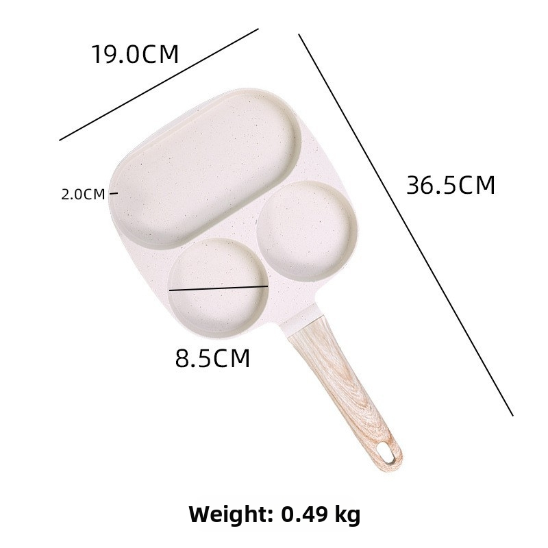 Panvica na vajíčka a hamburgery so štyrmi dierkami – hliníková zliatina, nelepivý povrch, dizajn so štyrmi dierkami, hmotnosť 0,48 kg, kompatibilný s plynovým sporákom