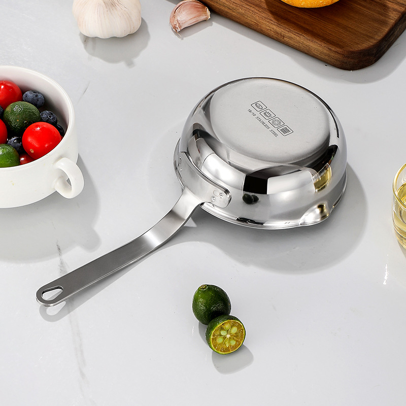 Pan s olejom postrekovým z nerezovej ocele 304 s plochou rukoväťou, trojvrstvový spodok, bez povrchovej úpravy