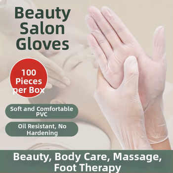 Jednorázové priehľadné PVC rukavice pre kozmetické salóny, vhodné na masáž a masáž chrbta