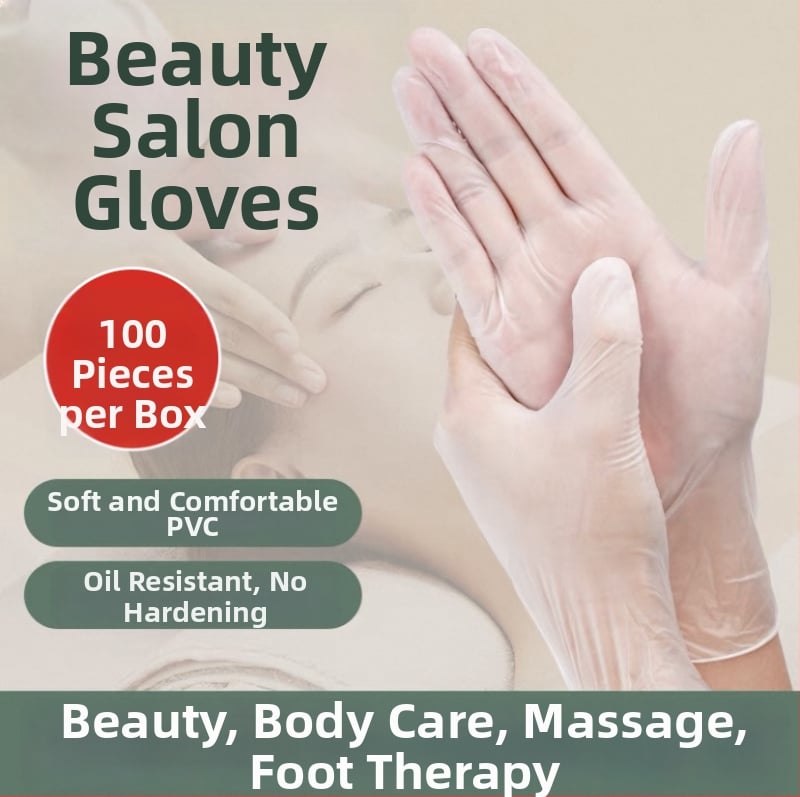 Jednorázové priehľadné PVC rukavice pre kozmetické salóny, vhodné na masáž a masáž chrbta