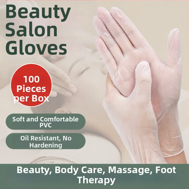 Jednorázové priehľadné PVC rukavice pre kozmetické salóny, vhodné na masáž a masáž chrbta