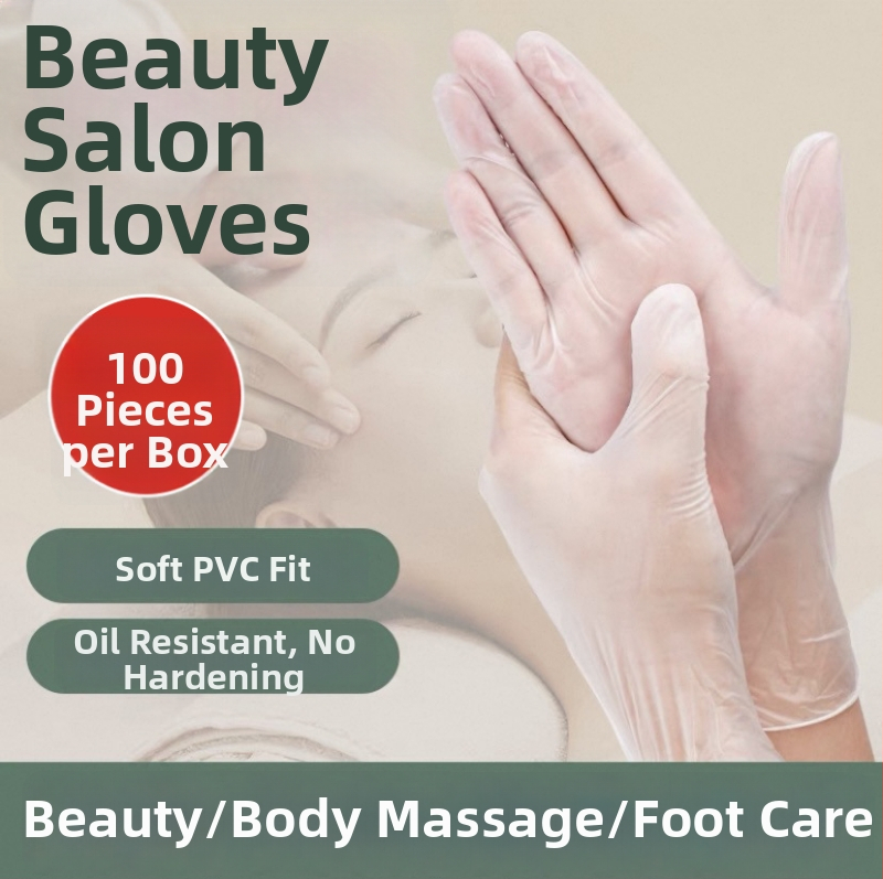 Jednorázové priehľadné PVC rukavice pre kozmetické salóny, vhodné na masáž a masáž chrbta