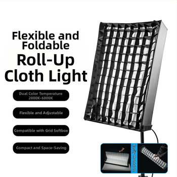 Nešiojamas LED ritinėlio šviesos tiesioginėms transliacijoms ir lauko įrašams, šešėlių nesukuriantis lubų apšvietimas su dviejų spalvų temperatūra