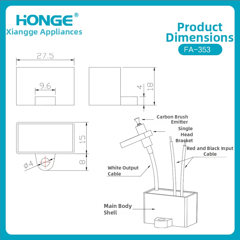 Neigiamų jonų generatorius — oro valymas ir dulkių šalinimas — 24V DC