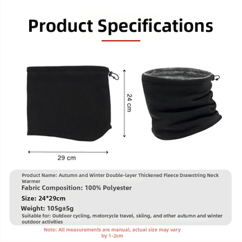 Maska na tvár na vonkajšiu jazdu na bicykli, dvojvrstvová s fleecovou podšívkou, polyester – vetruodolná, teplá, unisex