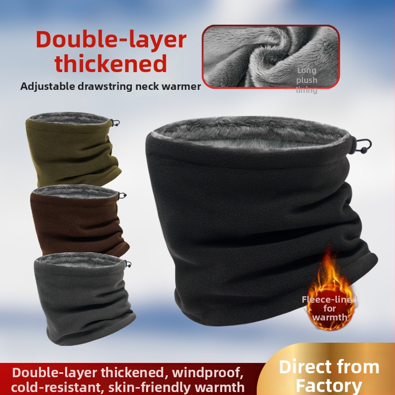 Maska na tvár na vonkajšiu jazdu na bicykli, dvojvrstvová s fleecovou podšívkou, polyester – vetruodolná, teplá, unisex