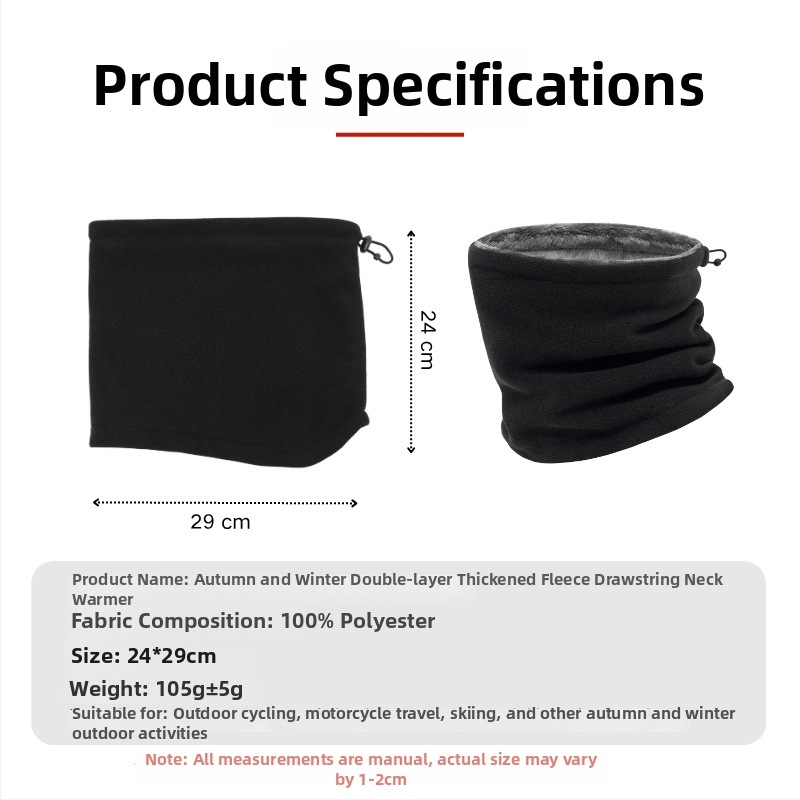 Maska na tvár na vonkajšiu jazdu na bicykli, dvojvrstvová s fleecovou podšívkou, polyester – vetruodolná, teplá, unisex