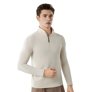 Pánske svetre s čiastočným zipsom a stojacim golierom – Lyocell 28,6% zmes, úzky strih, bočné vrecká