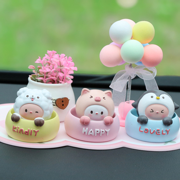 Roztomilá ozdoba do auta s kývajúcou hlavou na uvoľnenie, ozdoba z živice pre interiér auta a stôl