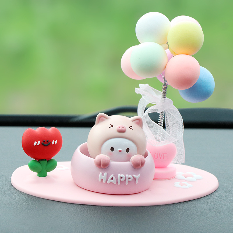 Roztomilá ozdoba do auta s kývajúcou hlavou na uvoľnenie, ozdoba z živice pre interiér auta a stôl