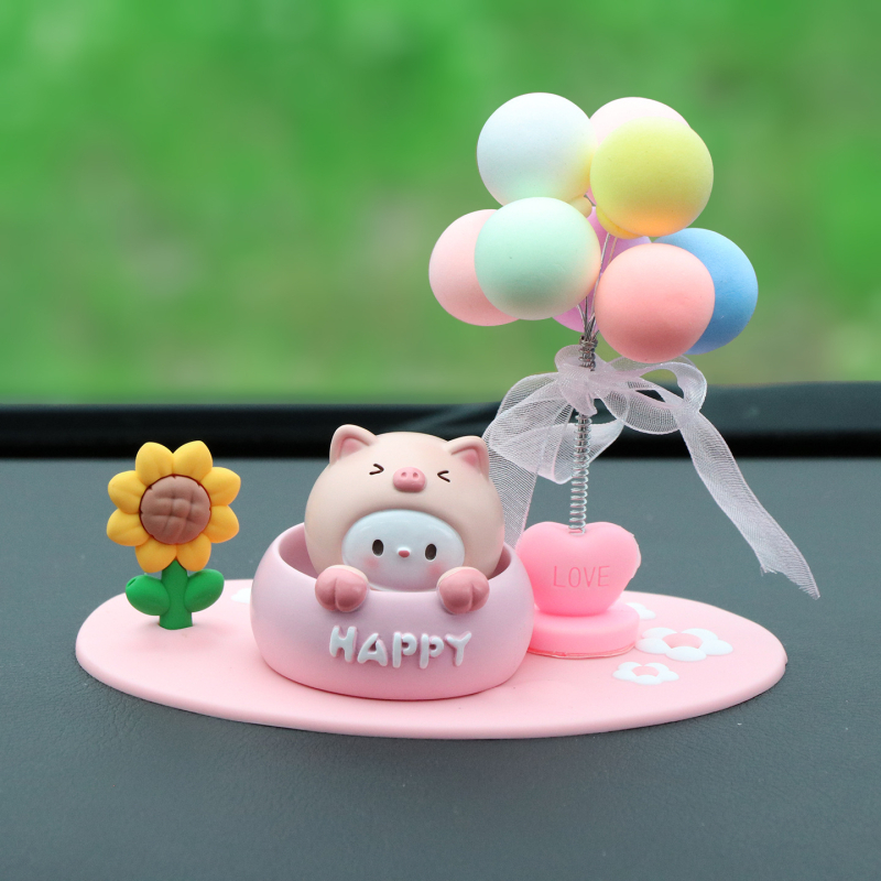 Roztomilá ozdoba do auta s kývajúcou hlavou na uvoľnenie, ozdoba z živice pre interiér auta a stôl