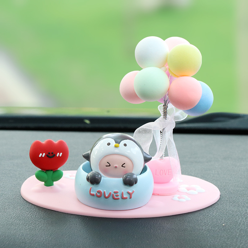 Roztomilá ozdoba do auta s kývajúcou hlavou na uvoľnenie, ozdoba z živice pre interiér auta a stôl