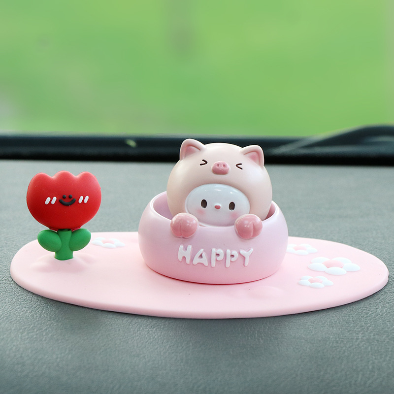 Roztomilá ozdoba do auta s kývajúcou hlavou na uvoľnenie, ozdoba z živice pre interiér auta a stôl