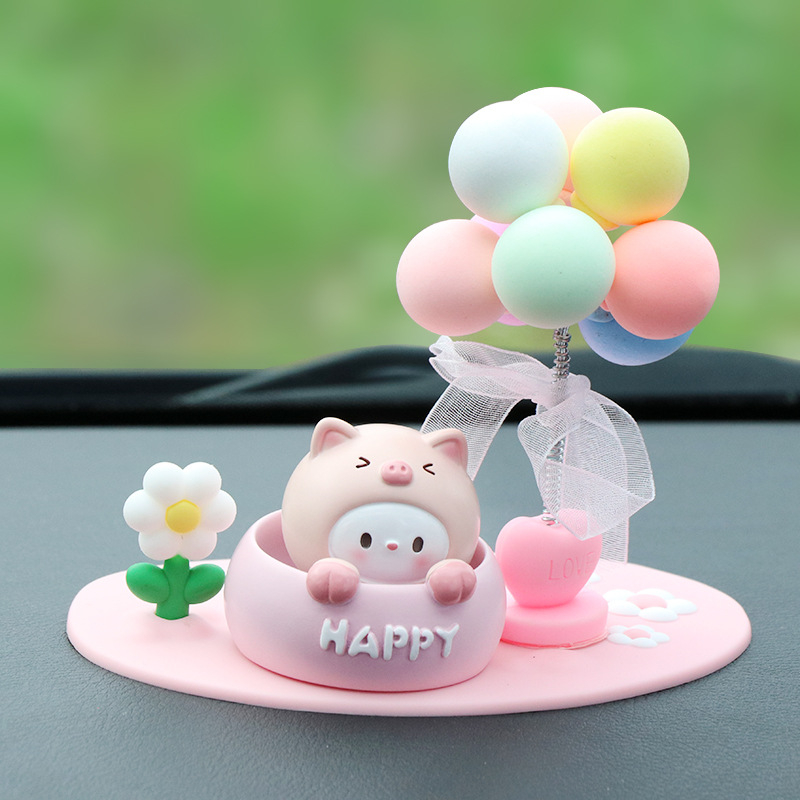 Roztomilá ozdoba do auta s kývajúcou hlavou na uvoľnenie, ozdoba z živice pre interiér auta a stôl