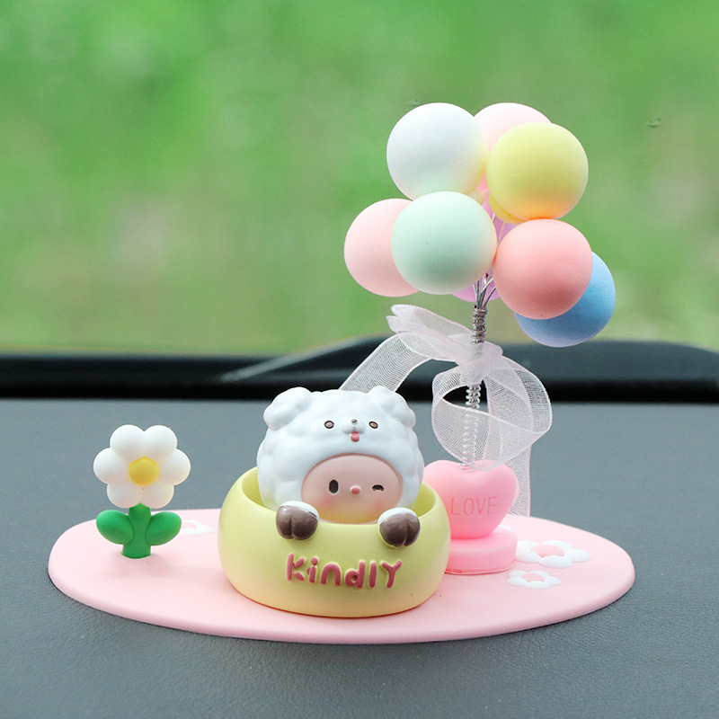 Roztomilá ozdoba do auta s kývajúcou hlavou na uvoľnenie, ozdoba z živice pre interiér auta a stôl