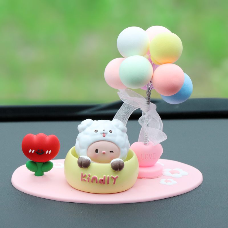 Roztomilá ozdoba do auta s kývajúcou hlavou na uvoľnenie, ozdoba z živice pre interiér auta a stôl