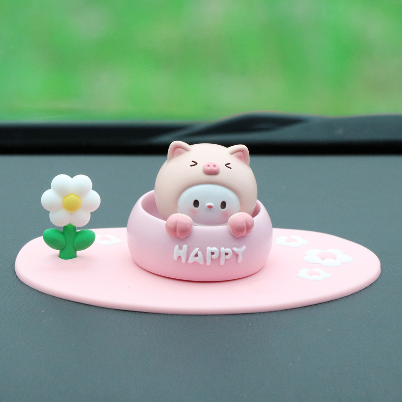 Roztomilá ozdoba do auta s kývajúcou hlavou na uvoľnenie, ozdoba z živice pre interiér auta a stôl