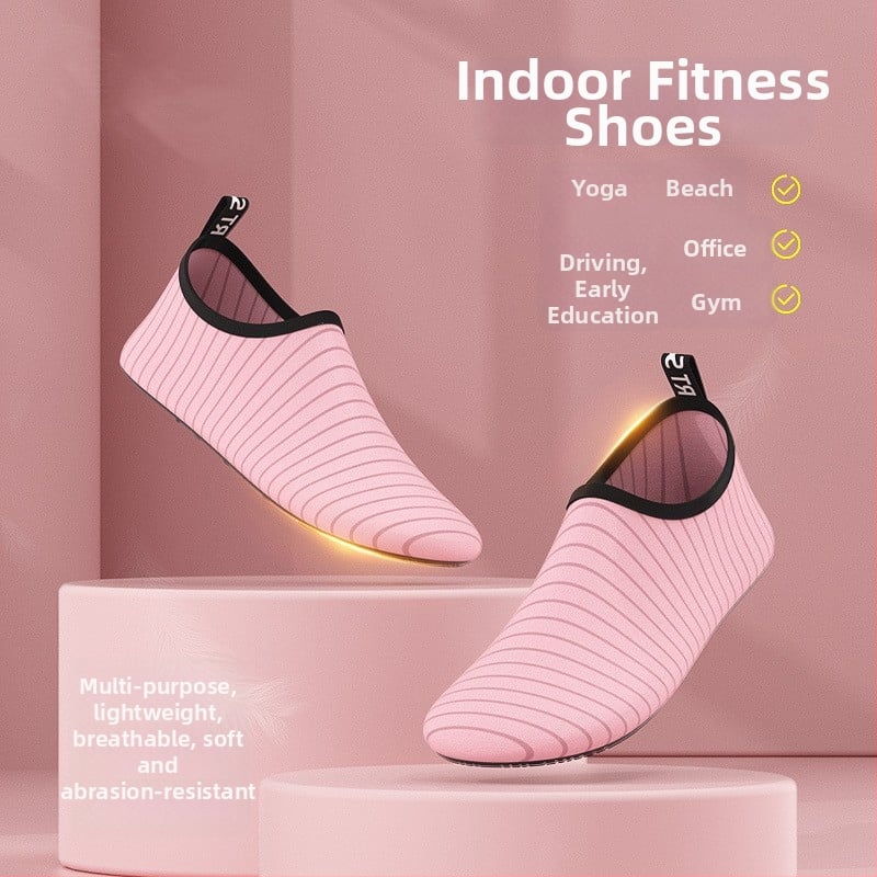 Παπούτσια εσωτερικού fitness – μαλακή σόλα, ελαφριά, αντιολισθητικά, ριγέ σχέδιο, κατάλληλα για χορό και γυμναστική στο σπίτι (Σόλα: φυσικός καουτσούκ; Άνω: βαμβάκι; Εσωτερικό: βαμβάκι; Ύψος αστραγάλης: χαμηλό)