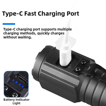 TZ-124 rankinis žibintuvas, 120 lm, 120° spindulio kampas, IP44, 14500 baterija, įkrovimo laikas 3–5 val.