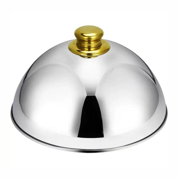 Nerezový poklop na steaky a teppanyaki — Viacúčelový kryt pre dim sum a západné jedlá (Pôvod: Chaozhou; Značka: Food from all lakes; Materiál: Nerezová oceľ; Štýl: Ľahký luxus; Kvalita: Prvotriedny)