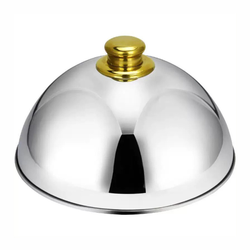 Nerezový poklop na steaky a teppanyaki — Viacúčelový kryt pre dim sum a západné jedlá (Pôvod: Chaozhou; Značka: Food from all lakes; Materiál: Nerezová oceľ; Štýl: Ľahký luxus; Kvalita: Prvotriedny)