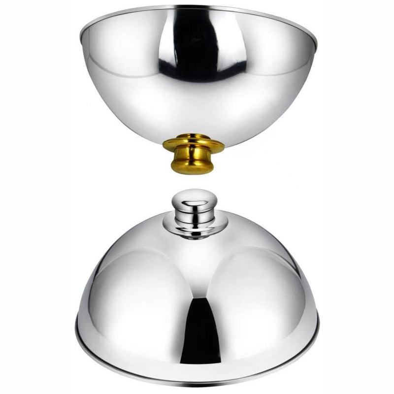 Nerezový poklop na steaky a teppanyaki — Viacúčelový kryt pre dim sum a západné jedlá (Pôvod: Chaozhou; Značka: Food from all lakes; Materiál: Nerezová oceľ; Štýl: Ľahký luxus; Kvalita: Prvotriedny)