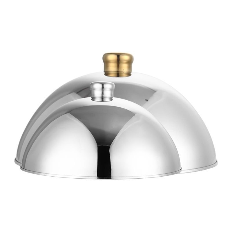 Nerezový poklop na steaky a teppanyaki — Viacúčelový kryt pre dim sum a západné jedlá (Pôvod: Chaozhou; Značka: Food from all lakes; Materiál: Nerezová oceľ; Štýl: Ľahký luxus; Kvalita: Prvotriedny)