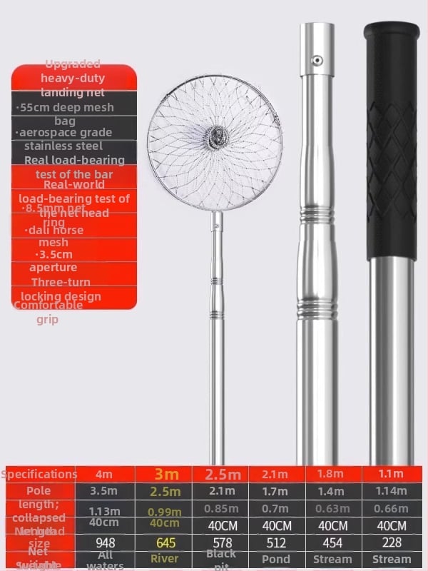 Sada teleskopickej siete z nehrdzavejúcej ocele, ultra tvrdá, s hlavou siete DSHAJDI02