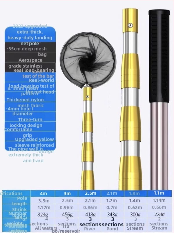 Sada teleskopickej siete z nehrdzavejúcej ocele, ultra tvrdá, s hlavou siete DSHAJDI02