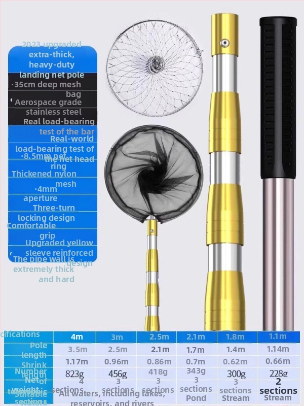 Sada teleskopickej siete z nehrdzavejúcej ocele, ultra tvrdá, s hlavou siete DSHAJDI02