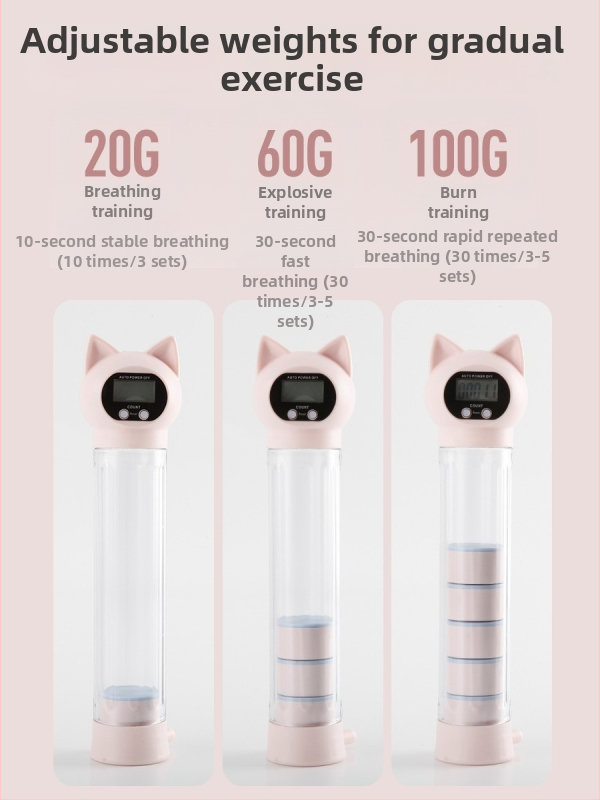 Nuopusi regulējams elpošanas treniņš hantelis mājas fitnesam, ABS konstrukcija, modelis 025A, trenere vēdera muskuļiem un plaušu kapacitātei