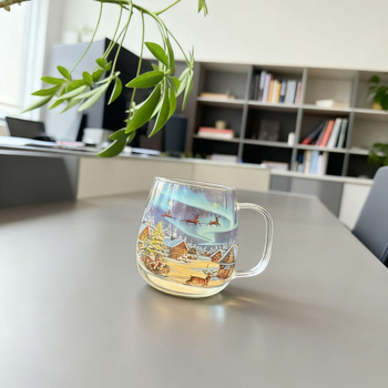 Γυάλινο φλυτζάνι με σχέδιο καρτούν, θερμοανθεκτικό, με λαβή, ευρωπαϊκού στυλ