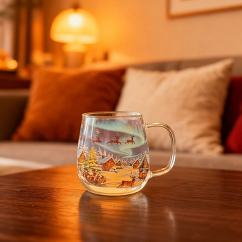 Γυάλινο φλυτζάνι με σχέδιο καρτούν, θερμοανθεκτικό, με λαβή, ευρωπαϊκού στυλ