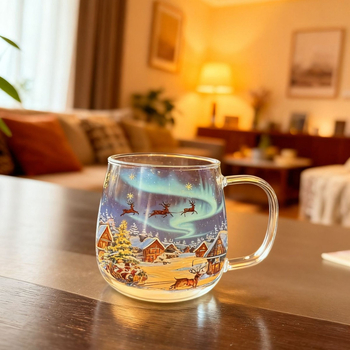 Γυάλινο φλυτζάνι με σχέδιο καρτούν, θερμοανθεκτικό, με λαβή, ευρωπαϊκού στυλ