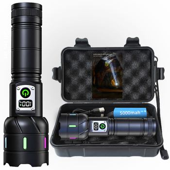 Lanternă LED Portabilă cu Încărcare Directă Type-C, Focalizare Reglabilă, Rază peste 500 m, Corp din Aliaj de Aluminiu, 20W